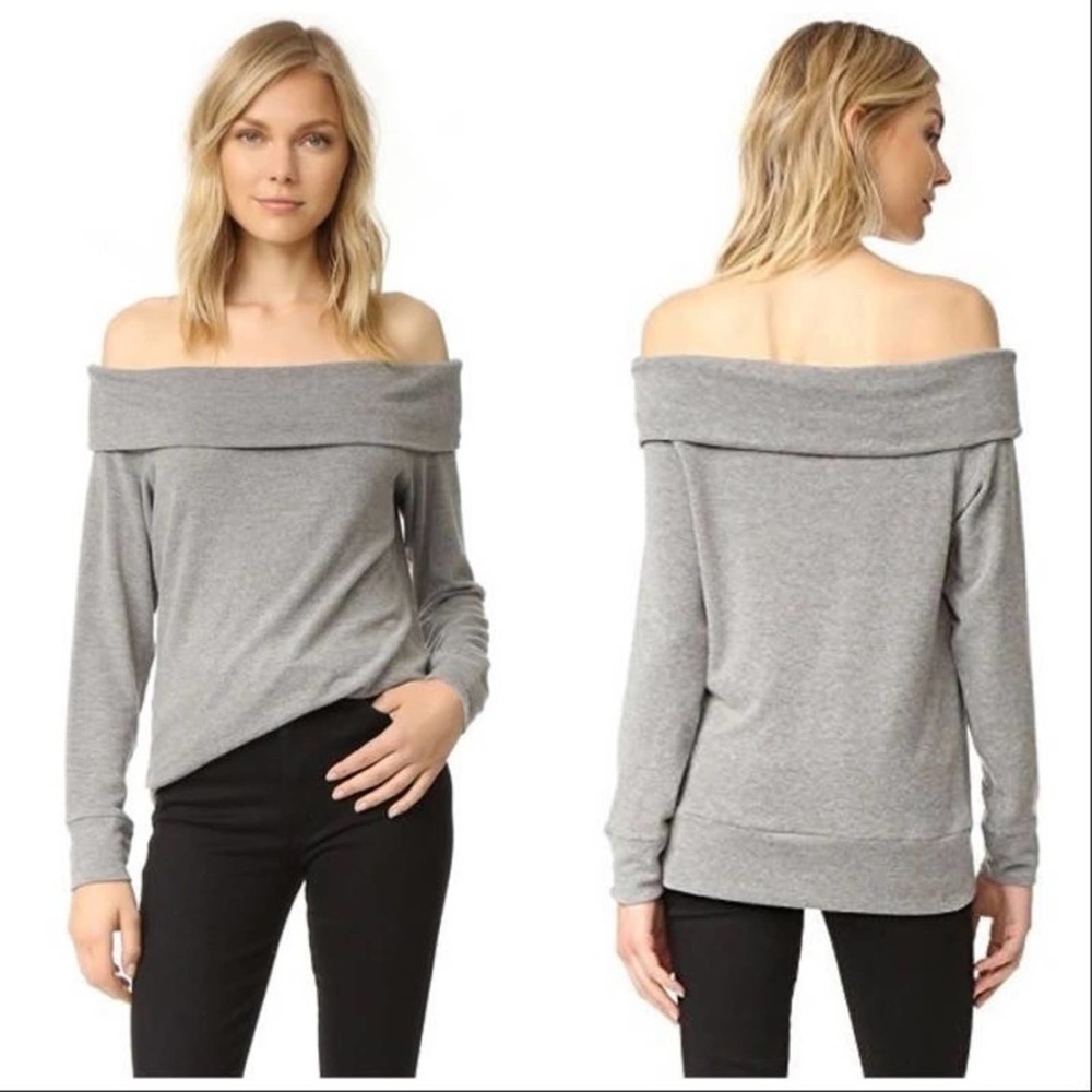 Cupcakes and Cashmere Heather Gray Off Shoulder Top Size Small